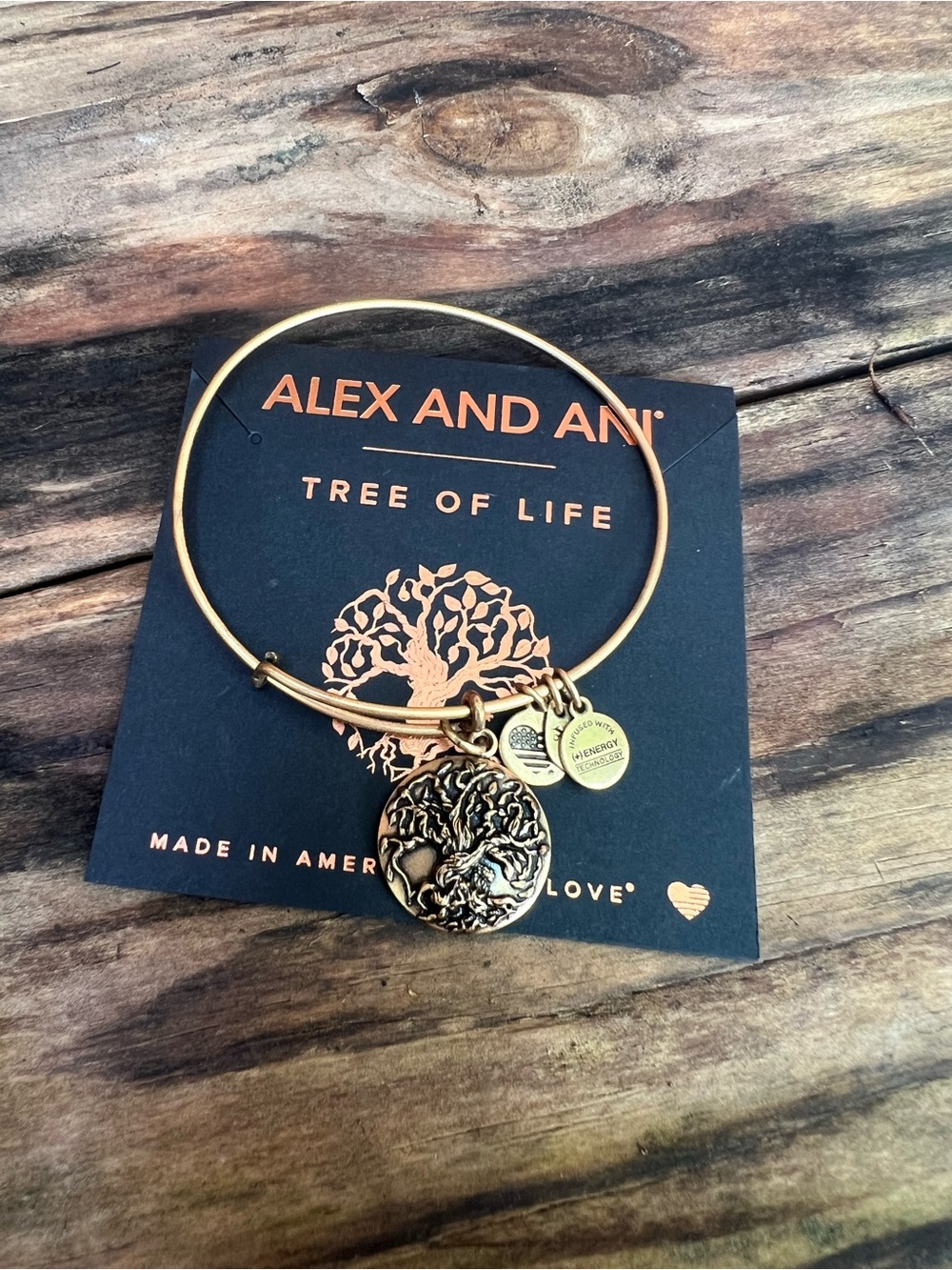Alex and Ani Tree of Life Bangle Bracelet Antique Gold Tone